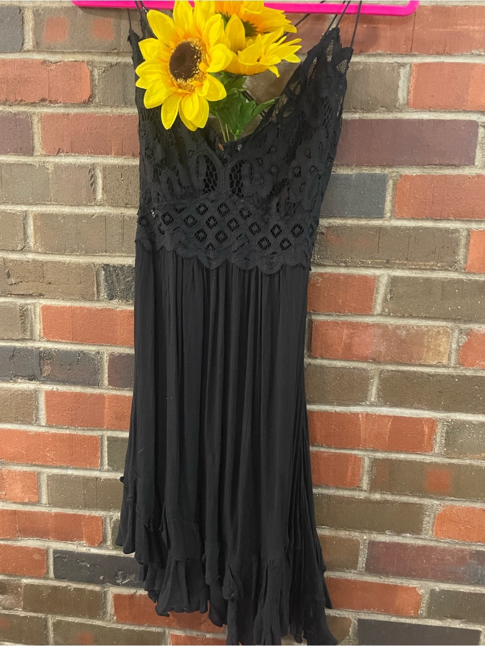 Free People Black Lace-Trim Mini Dress - Picture 2 of 6